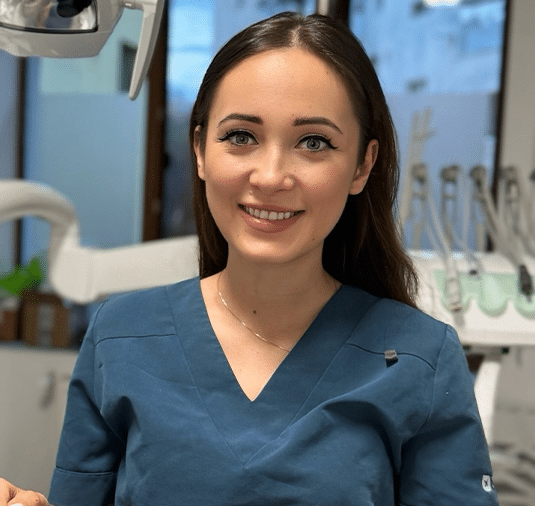 Dr. Gabriela Vladu at the dental practice
